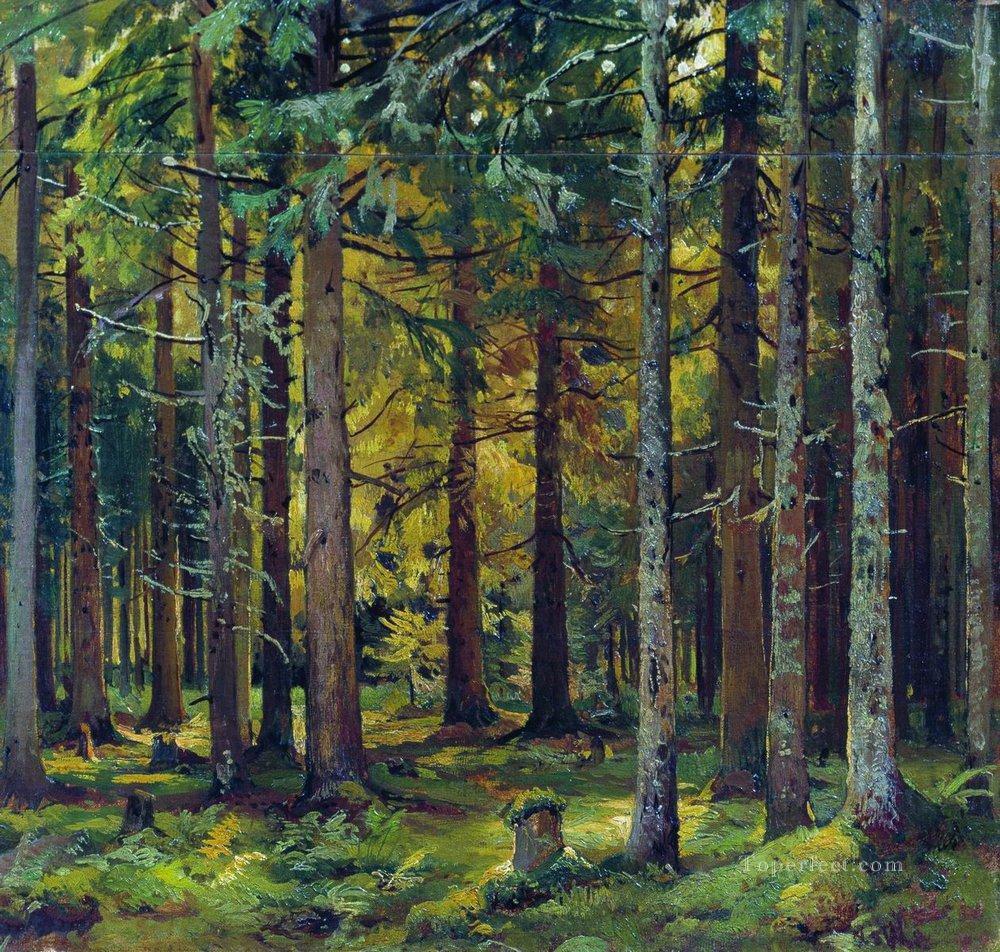 fir forest classical landscape Ivan Ivanovich Oil Paintings